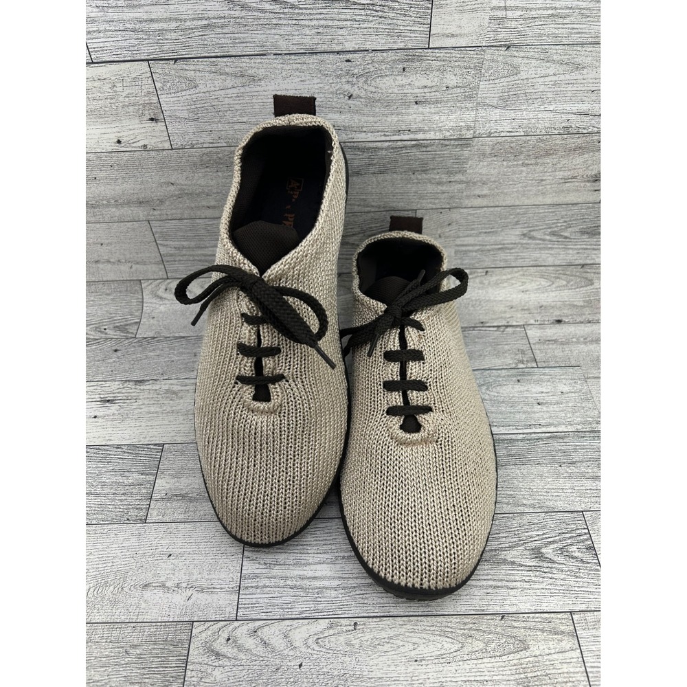 Arcopedico LS Knit Beige Brown Lace Up Comfort Walking Shoes Women Sz EU 39 US 9